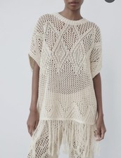Zara FRINGED OPEN KNIT TUNIC