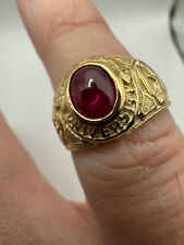 9ct Yellow Gold Red Cabouchon