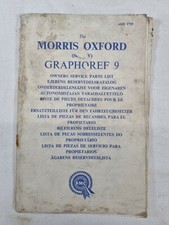 Vintage Car Owners Manual for a: Morris Oxford Service Parts List