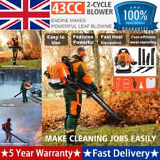 43cc Backpack Leaf Blower Petrol Engine Pro Garden Back Pack Easy Start Blow UK