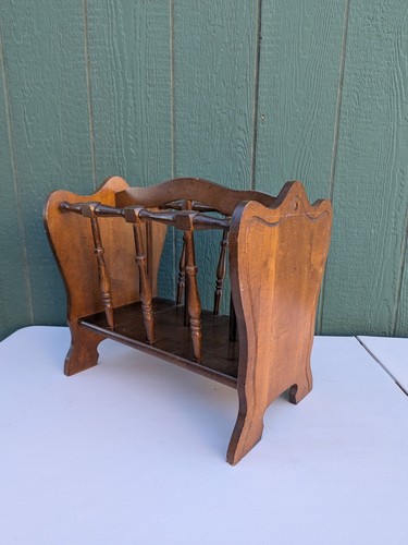 Vtg wooden magazine rack - rack, stand