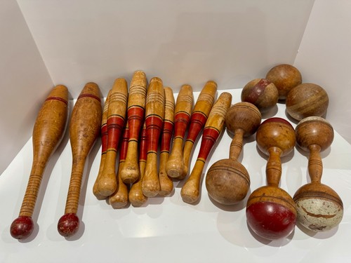 Vintage wooden indian clubs - wooden,