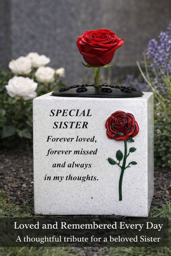 Sister memorial grave - memorial, vase