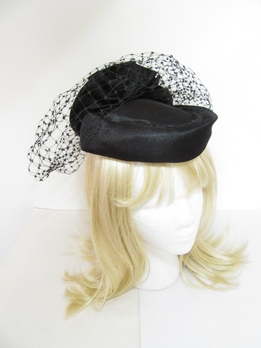 Vintage black pillbox hat - black,