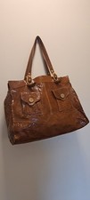 Caterina Lucchi Patent Leather Italian Brown Handbag In Excellent Condition