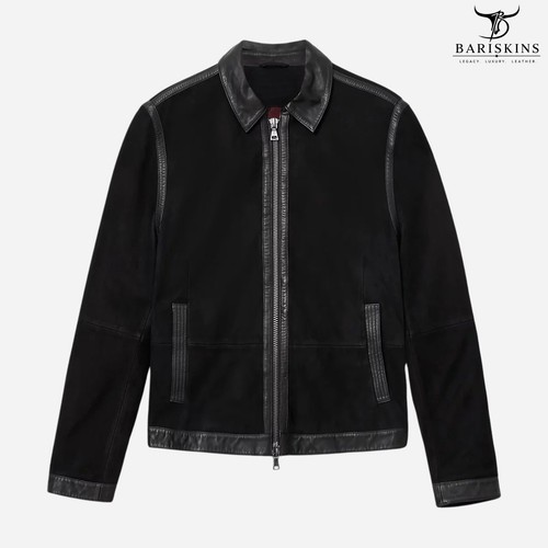 Men black suede leather - leather, zip