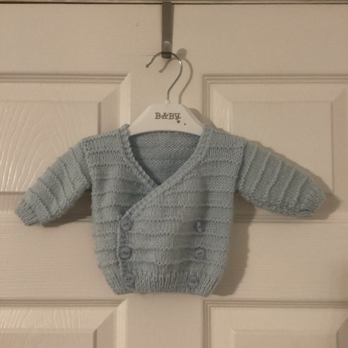 Hand knitted baby pale blue - hand,