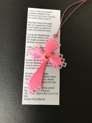 Plastic canvas ribbon cross