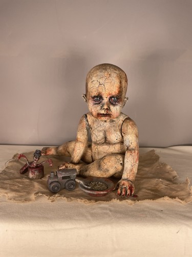 Ooak creepy horror doll with - ooak,