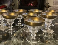 SET 6 THERESIENTHAL MOSER Mintonborde 24k GOLD Concorde CORDIAL COUPE GLASSES 3”