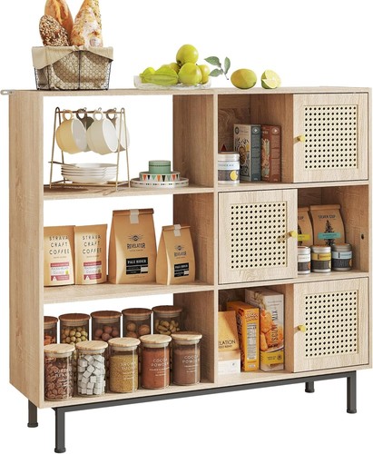 Rattan bookshelf door - rattan,
