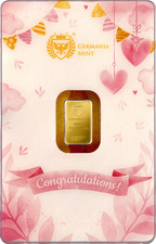 Germania Mint Gold Bar New Born Girl 1 Gram 9999 Gold in Original Blister