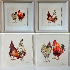 Pair Laura Ashley Adelene Fletcher Cockerel Chicken Framed Prints