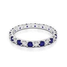 925 Sterling Silver Round 2mm Tanzanite Eternity Band Women Engagement Ring