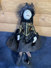 Halloween The Witch Shelf Sitter Doll 33” Fall Decor Black White Gold