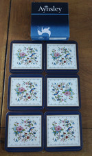 Aynsley Pembroke Pattern Coasters x 6 w Box. Kingfisher Acrylic Finish 10.5cm