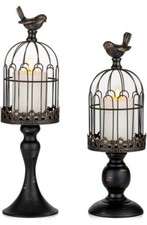 Vintage Bird Cage Candleholder Metallic Lantern Set of 2  Gift For Christmas