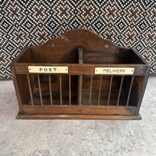 Vintage Wooden Office Desktop Letter Rack Stationery Holder 