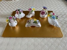 MIXED LOT OF 6 FINE BONE CHINA FLORAL DISPLAY POSIES - ROYAL DOULTON + AYNSLEY
