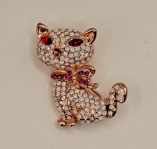 Vintage Butler and Wilson cat brooch with ab pink crystals BNIB