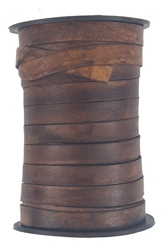 Brown flat leather cord - leather,