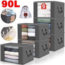 6 Pack 90L Storage Bags Zipped