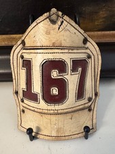 Vintage Leather Fire Helmet Front Cairns FDNY Ladder 167 Captain Flushing Queens