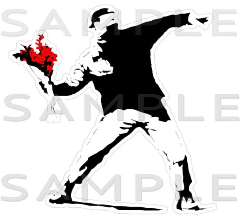 Banksy flower thrower car - flower, thrower,car