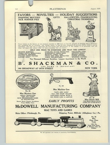 1929 paper mcdowell toy - 1929, ad