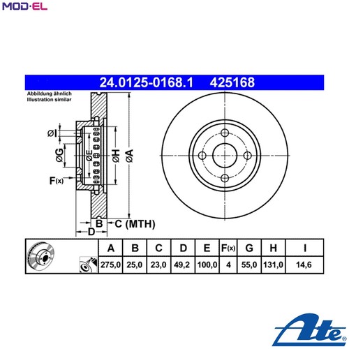 Brake disc 0125 - 2x, 24.0125-0168.1