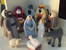 Hand knitted nativity - hand,