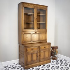 Ercol Mural Dresser with Drinks Cabinet and Display Cabinet 3358 in Elm