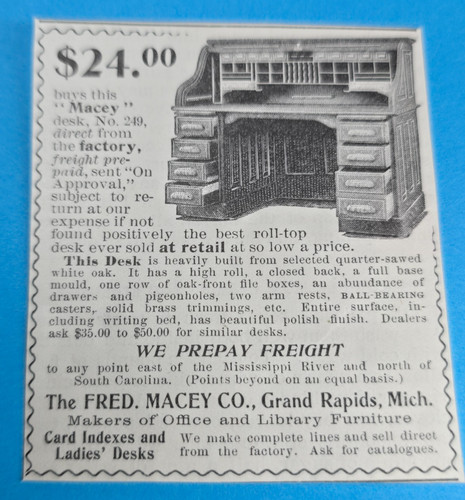 Antique 1898 fred macey co - ad,