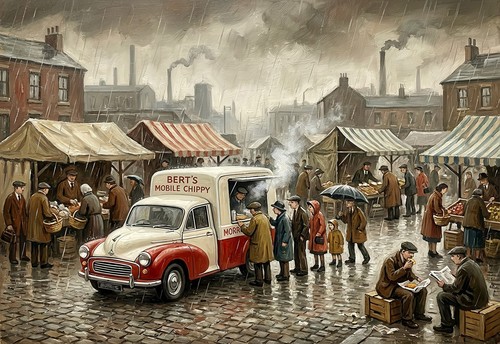 Mobile fish and chip van - , at