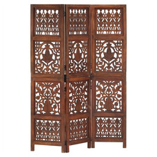 Room Divider 3-Panel Brown