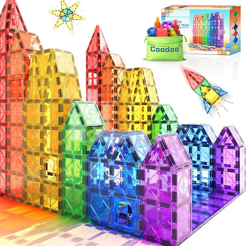 Magnetic tiles kids toys stem - tiles,