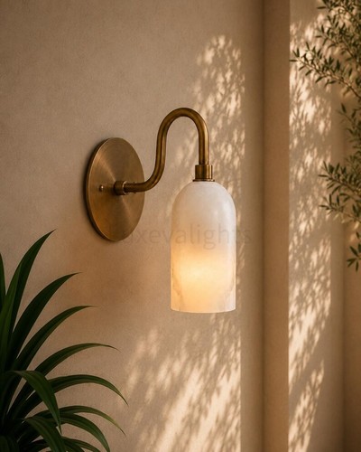 Modern alabaster wall sconce - alabaster,