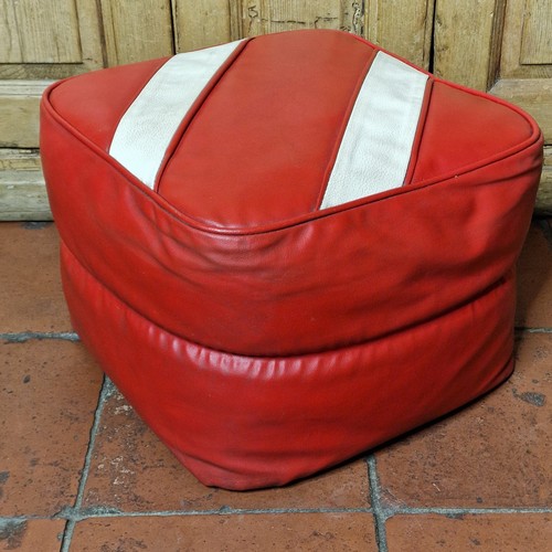 Vintage vinyl foot pouffe red - vintage,