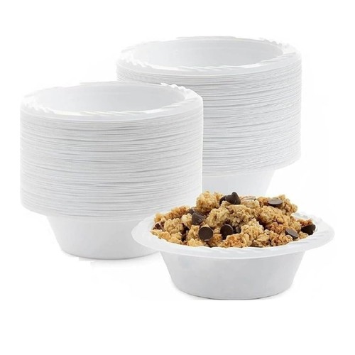 White plastic bowl reuseable - white,