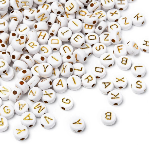 100 acrylic letter beads white - 100,
