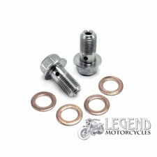 2x Stainless Steel Banjo Bolts 3/8" & 4x Copper Washers Motorbike 3/8 UNF B8-61