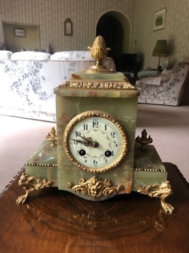 Antique french onyx clock - french,