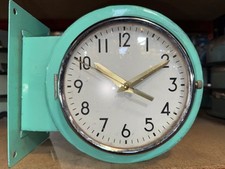 Salvaged Original Vintage Citizen Style Double Sided Clock Light Green