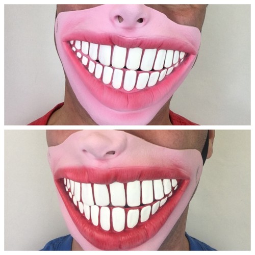 Funny half face big teeth - half,