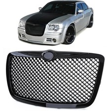GLOSS BLACK BENTLEY STYLE HONEYCOMB MESH WEB DESIGN GRILL FOR CHRYSLER 300C