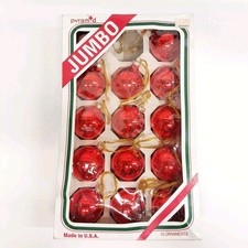 Vintage x14 Red Christmas Baubles Jumbo USA (See Description) - X-Mas Decoration