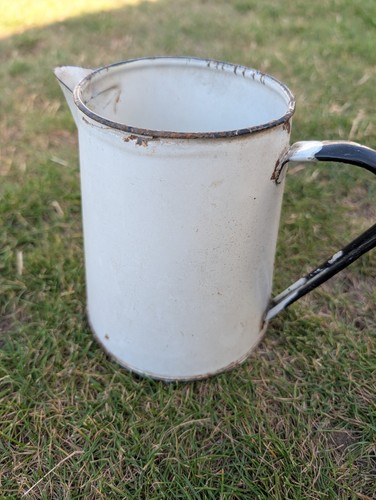 Vintage white enamel - enamel, jug