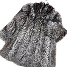 EMBA Silver Fox Half Coat Ladies Outer Real Fur from JP