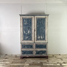 Antique 19th C. Painted Pine Linen Cupboard, Wardrobe
