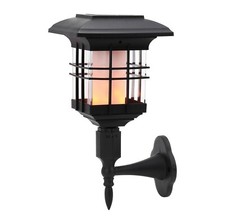Solar Flickering Flame Effect 51 LED Wall Lights Garden Fence Door Shed Lamp